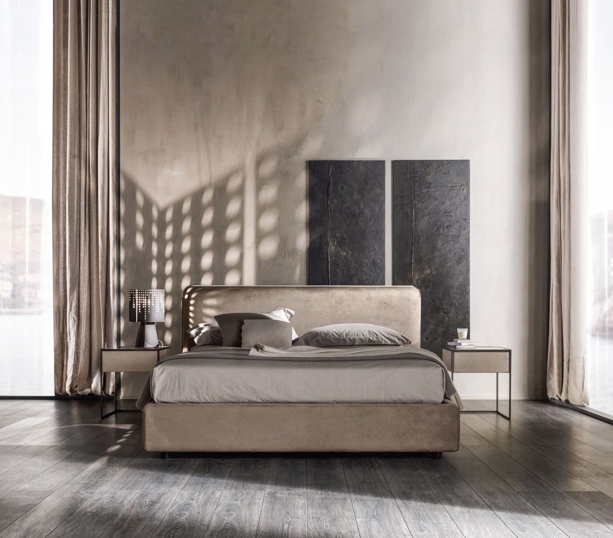 Двуспальная мягкая кровать из ткани Cantori ARCH-00087964 - Вид №2