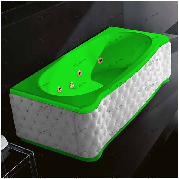 Ванна Gruppo treesse New Classic Young STD-V6747-DX-KB-ZEZ зелёная с золотой фурнитурой и гидромассажем прямоугольная правая белая кожа STDV6747DXKBZEZ