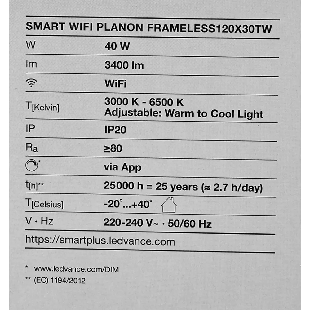 Безрамный накладной светильник WiFi 40 Вт IP20, 120X30 мм, 3400 Лм 89139672 STLM-2199705 LEDVANCE  - Вид №11