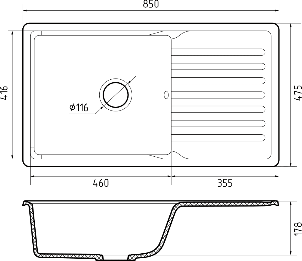 Кухонная мойка Кварц QUARZ S484 GranFest 73-S484 - Вид №1