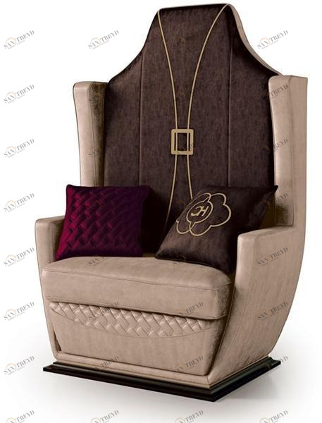 Carpanese Home Бархатное кресло с подлокотниками и высокой спинкой Contemporary 7012