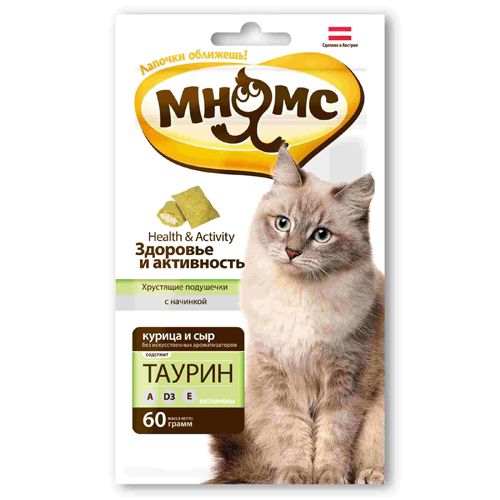 ПР0025073 Лакомство для кошек Pro Pet Хрустящие подушечки курица, сыр 60г МНЯМС 
