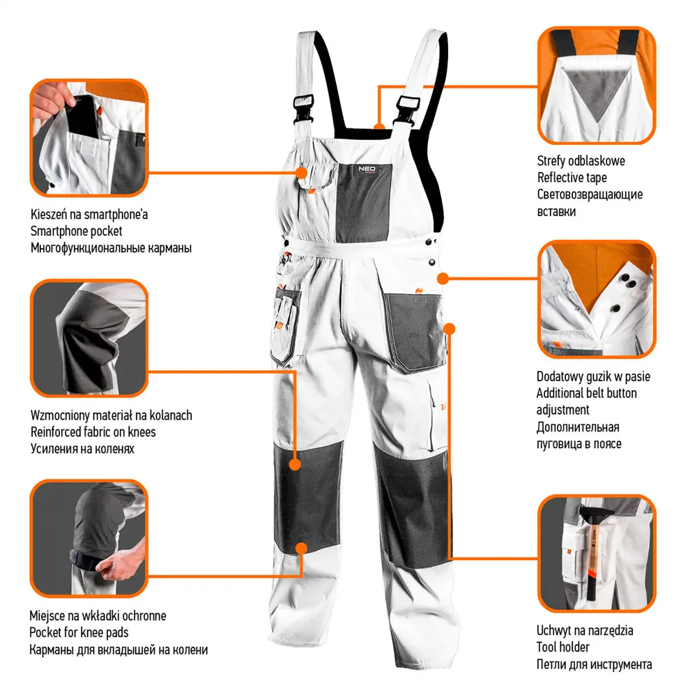 Полукомбинезон рабочий Neo 81-140-XL цвет белый размер XL/56 Neò NEO HD STLM-2058371 - Вид №1