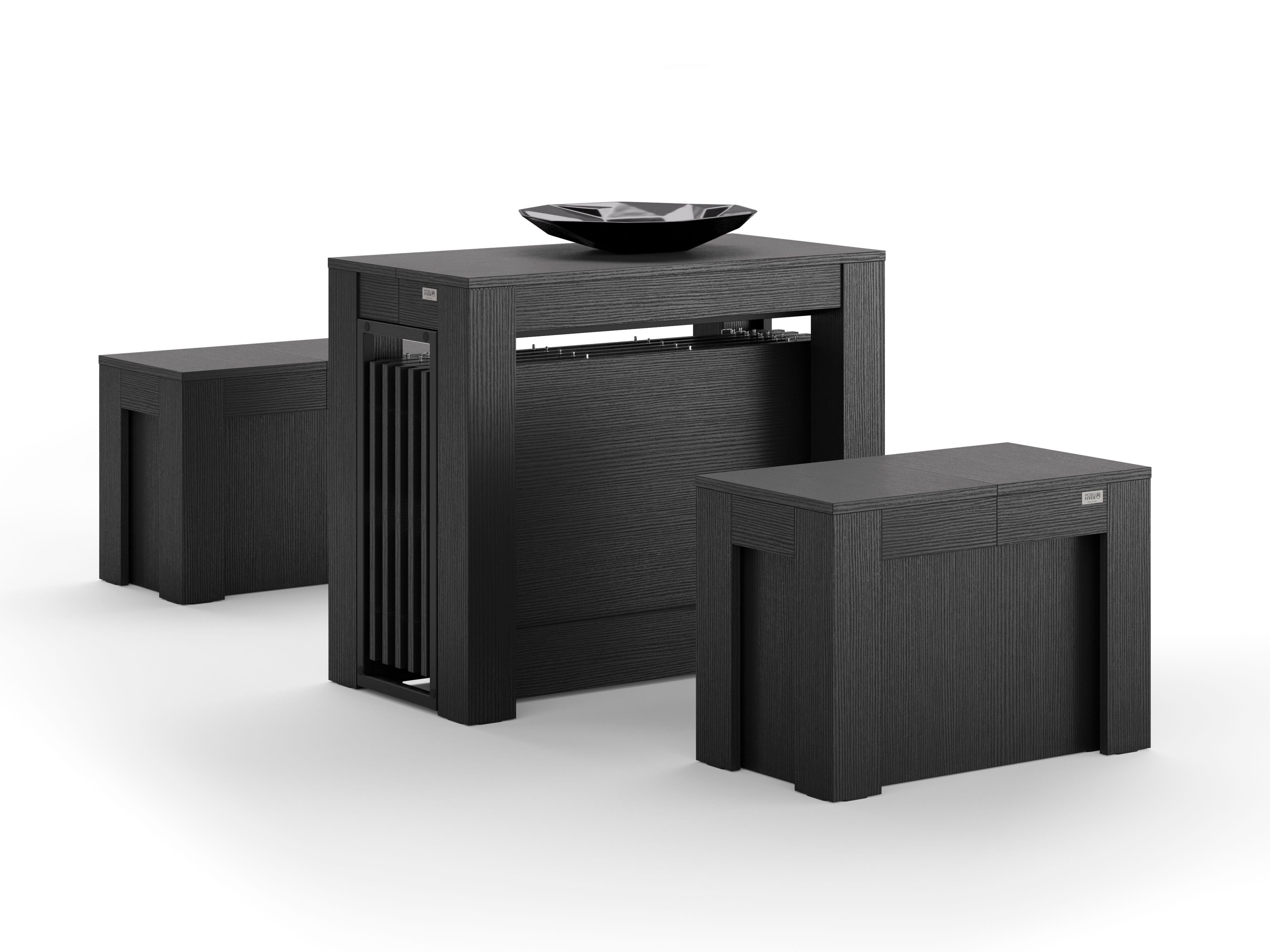 Выдвижная консоль из черного ясеня с 2 скамейками Mobili Fiver Rachele ARCH-00045368
