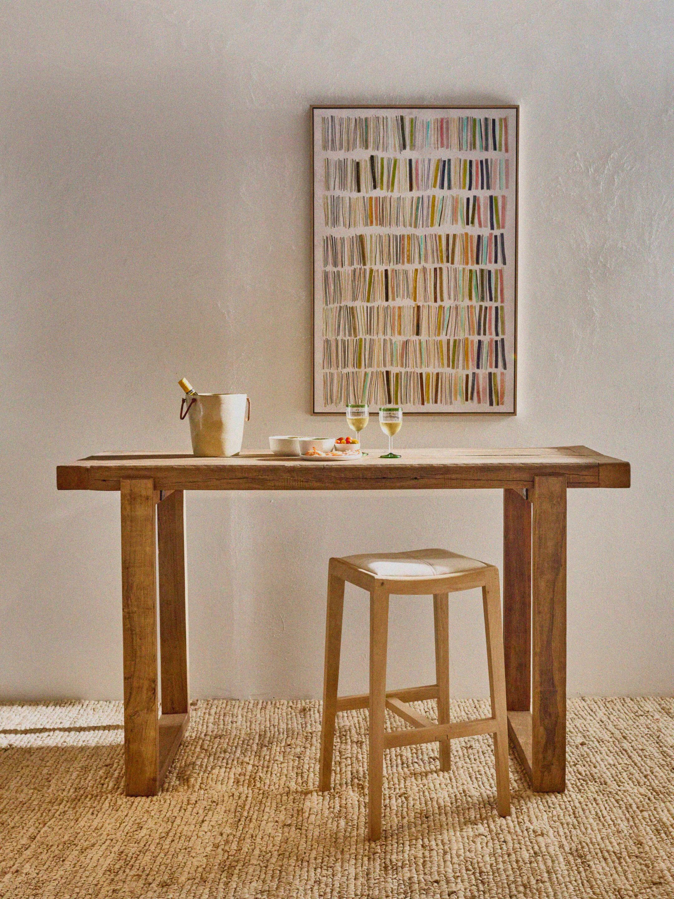 Высокий кухонный табурет из манго с подставкой для ног POMAX KENT ARCH-00055097 - Вид №4