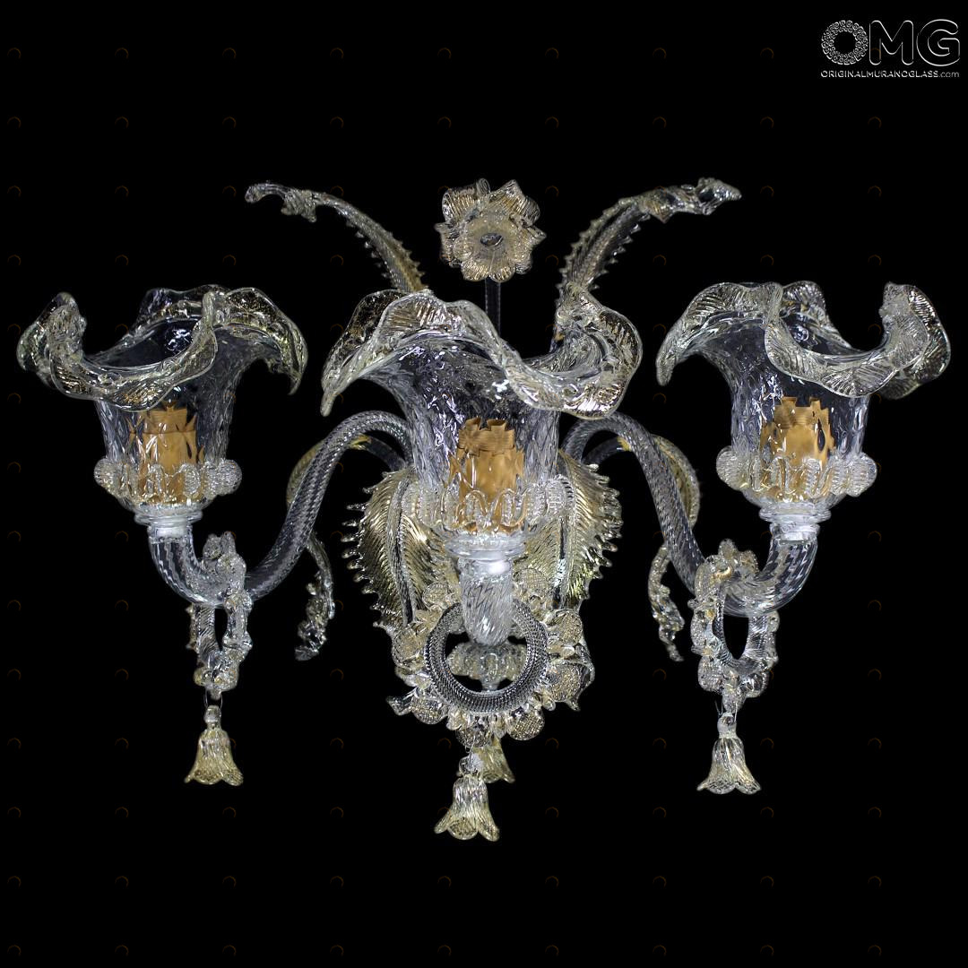 1243 ORIGINALMURANOGLASS Настенный светильник Бра Элегантный с золотом - муранское стекло OMG 35 см 