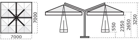 Scolaro Parasol Множественный квадратный зонтик с подсветкой Alu sun-id-1458803 - Вид №9