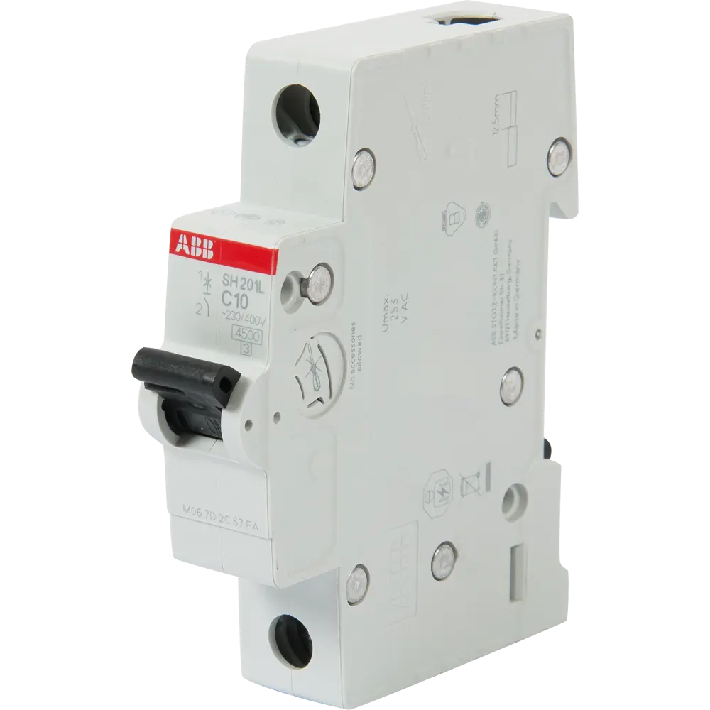 Автоматический выключатель ABB SH201L 1P C10 А 4.5 кА 2CDS241001R0104 10061720 STLM-2109195 