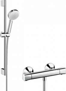 27030400 Crometta 100 Душевая система внешнего монтажа Vario с универсальным термостатом Ecostat и штангой 65 см Hansgrohe