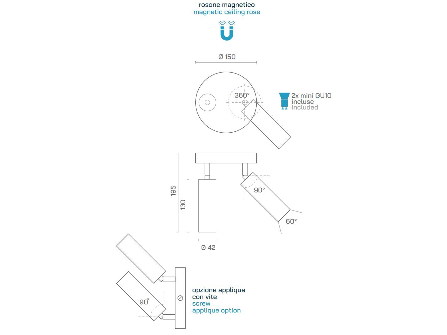 Несколько регулируемых потолочных алюминиевых прожекторов Amarcords Tobe ARCH-00142052 - Вид №12