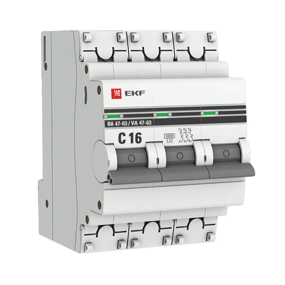Автоматический выключатель EKF PROxima ВА47-63 3P C16 А 6 кА 82421302 STLM-2107420 