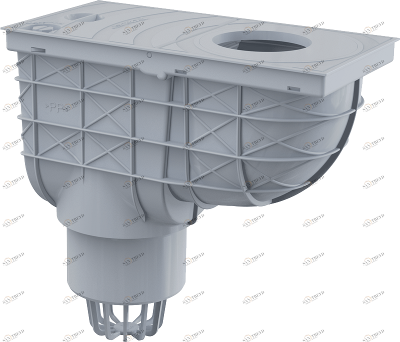 Ливнеотвод 300×155/110 мм, сток – прямой, серый ALCAPLAST AGV1S
