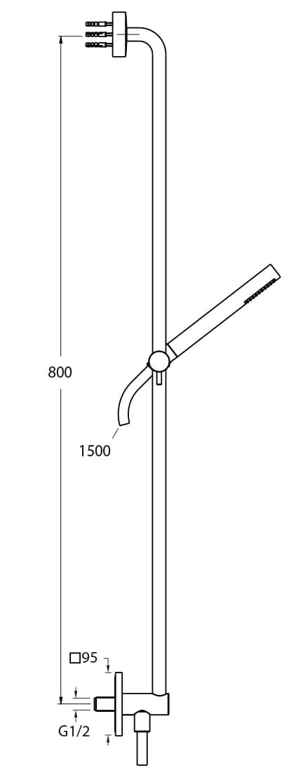 Стержень из нержавеющей стали с ручным душем CRISTINA Rubinetterie дополнения для душа / ванны / умывальника - Inox collection ARCH-00067790 - Вид №2