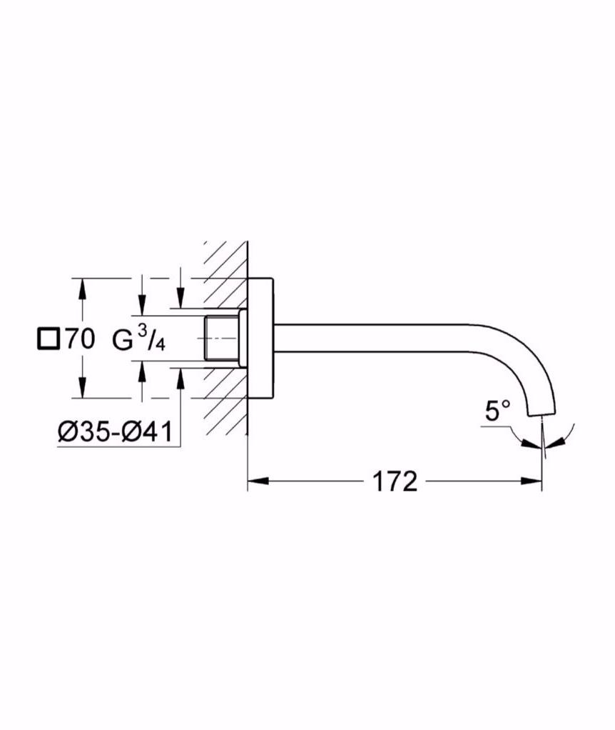Излив для ванны GROHE Allure, настенный, хром (13264000) - Вид №1