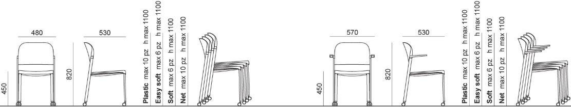 Diemmebi Стул на колесиках из переработанного полипропилена и металла Makeup sun-id-1454794 - Вид №3