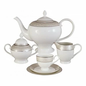 Сервиз чайный фарфоровый белый на 6 персон, 21 предмет "Антуанетта" ANNA LAFARG EMILY АНТУАНЕТТА 00-3946888 Белый