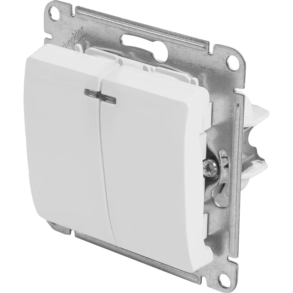 Выключатель проходной встраиваемый Systeme Electric Glossa СХ5А 2 клавиши с подсветкой цвет молочный 84730735 STLM-2208923