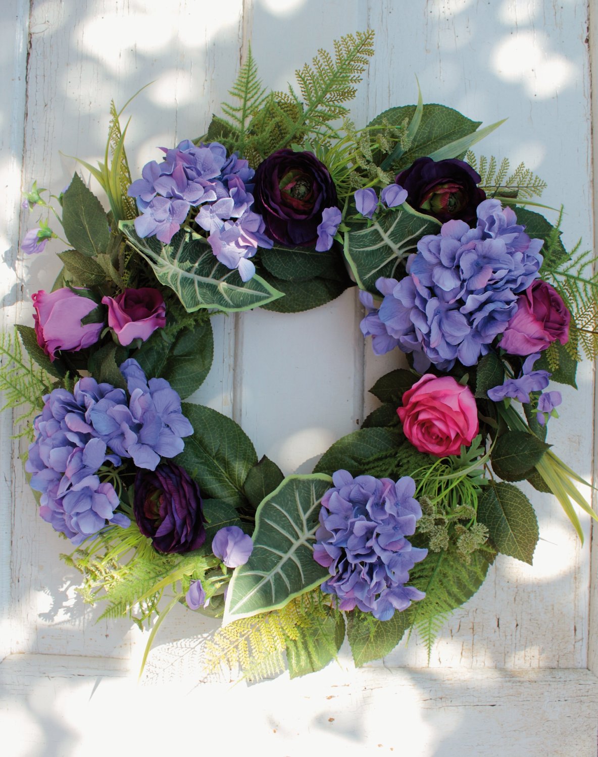 2647 254 a3 Искусственный венок 'Лютик / роза / гортензия' Ø 50 см, сиреневый H-andreas  - Вид №4