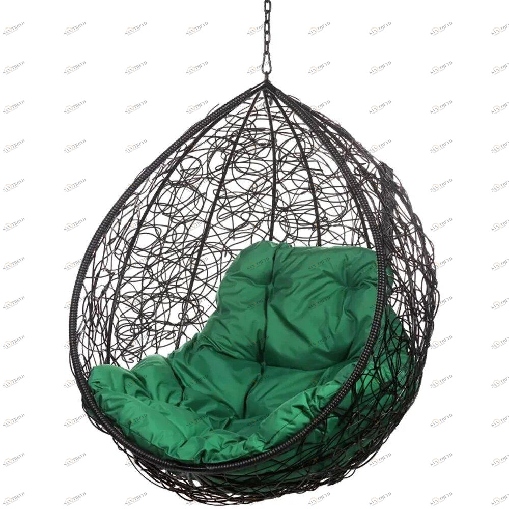 Подвесное кресло в виде капли черное с зеленой подушкой Tropica Black BS BIGARDEN  00-3974110 Черный 
