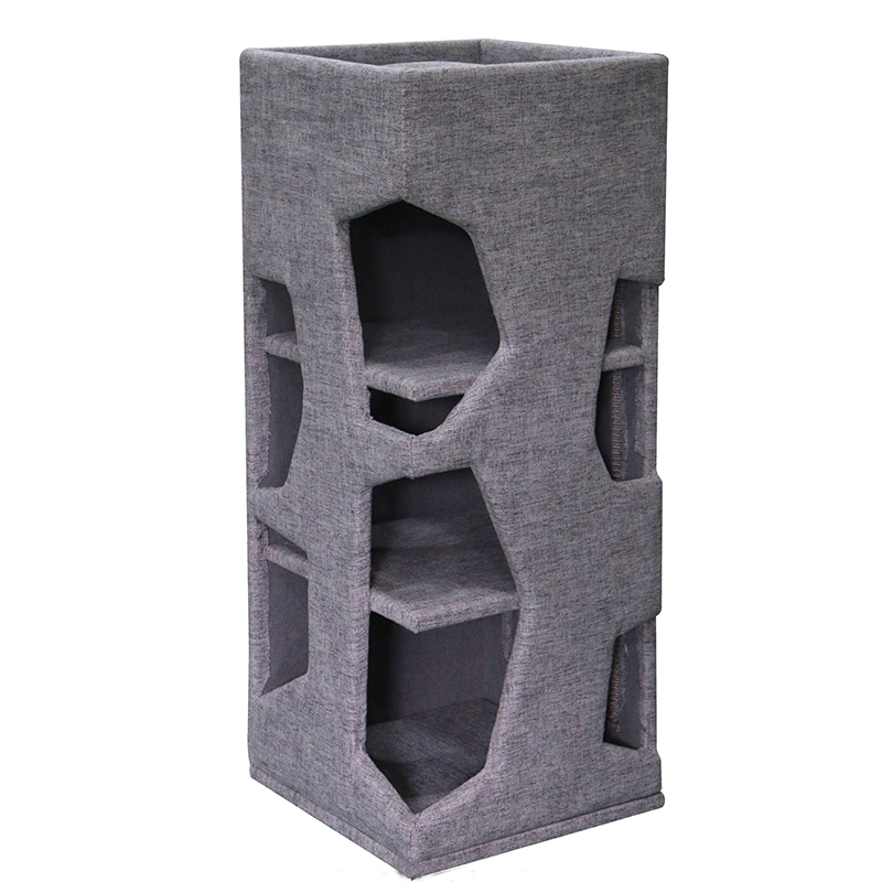 ПР0050040 Когтеточка для кошек Tower 41х41х100см серая Foxie 