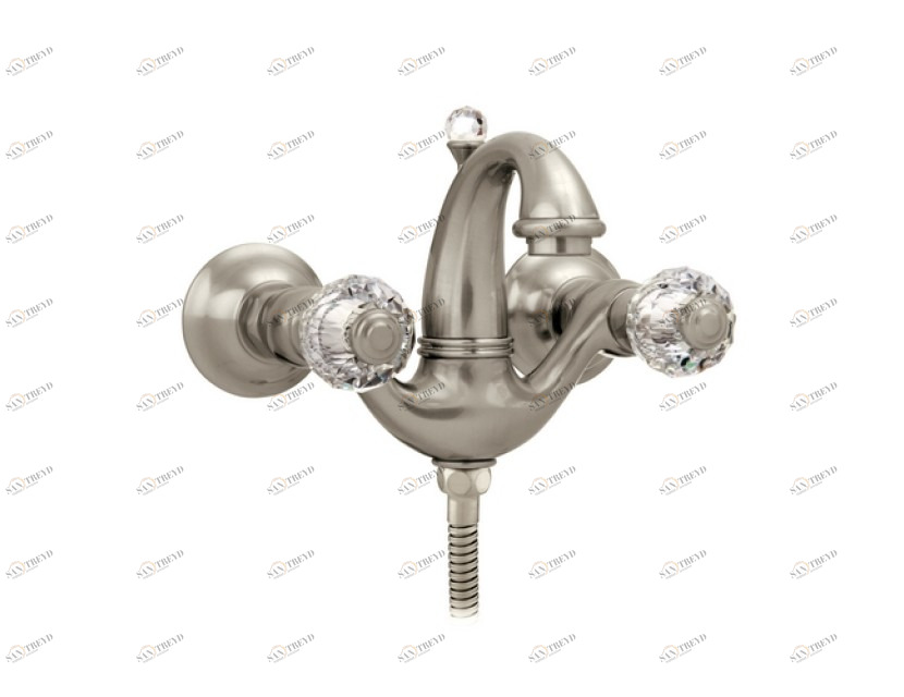 037118.000.62 Душевой набор для ванны с кристаллами сваровски Сатин никель Mestre Pacifica