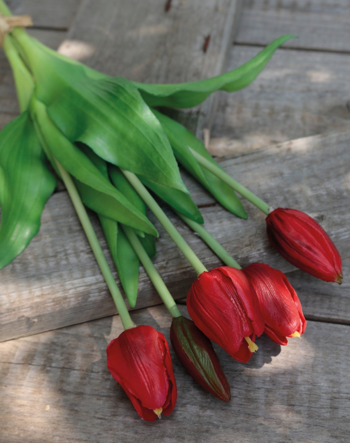 2952 444 a3 Искусственный букет тюльпанов, 5-цветков, 37 см, красный H-andreas  - Вид №1