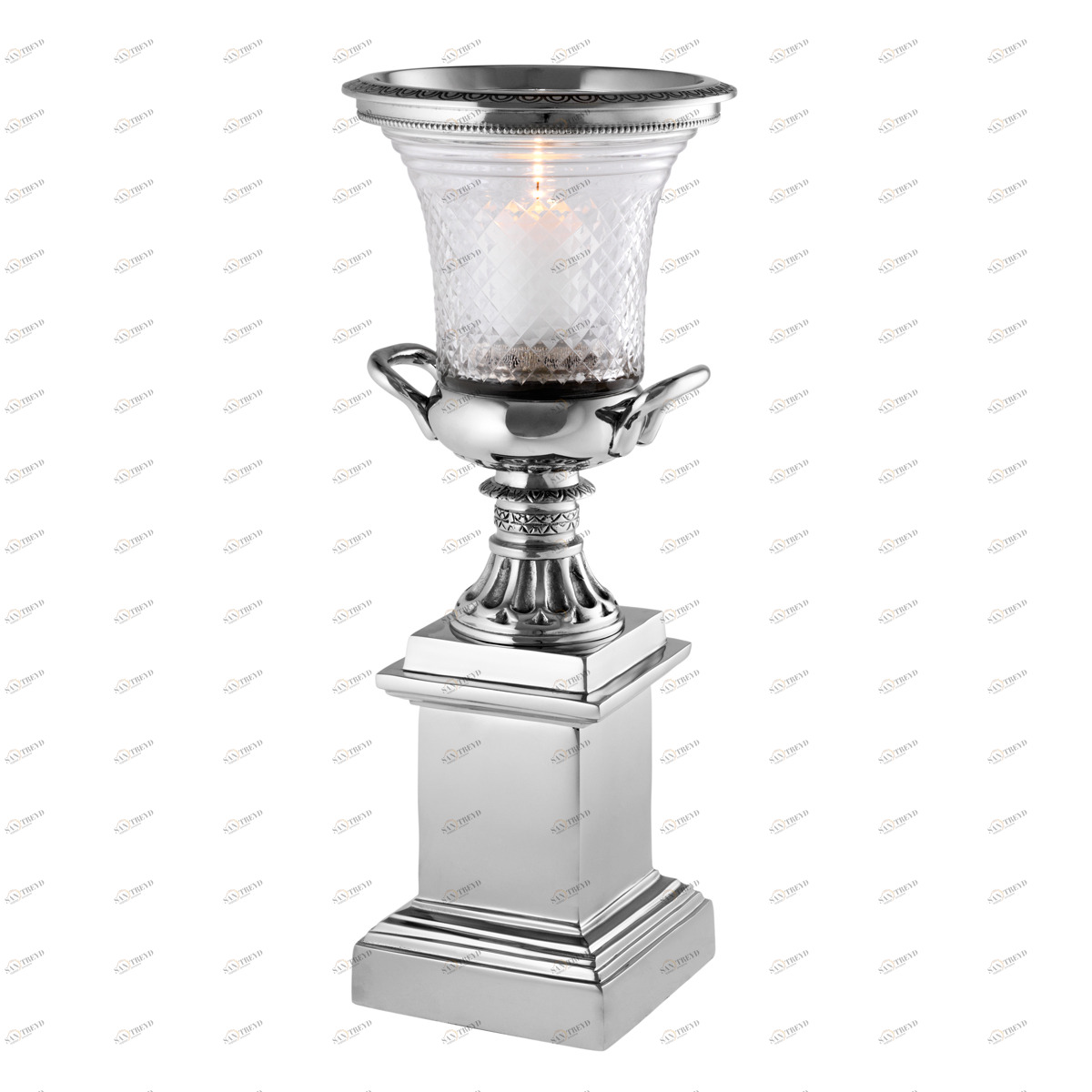 Подсвечник стеклянный на пьедестале серебряный Washington от Eichholtz EICHHOLTZ EICHHOLTZ 060261 Прозрачный;серебро 