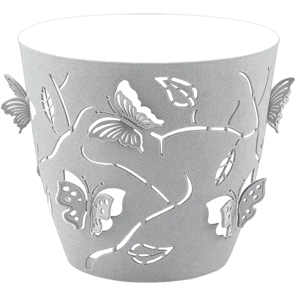 Горшок цветочный ø14.5 h13.4 см v1.4 л пластик серый Santreyd Butterflies STLM-2140940