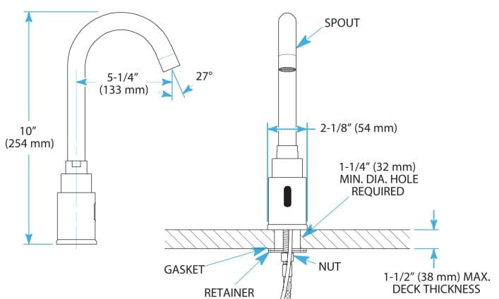 Инфракрасный смеситель для раковины с высоким полом Fontana Showers WELLA ARCH-00047070 - Вид №4
