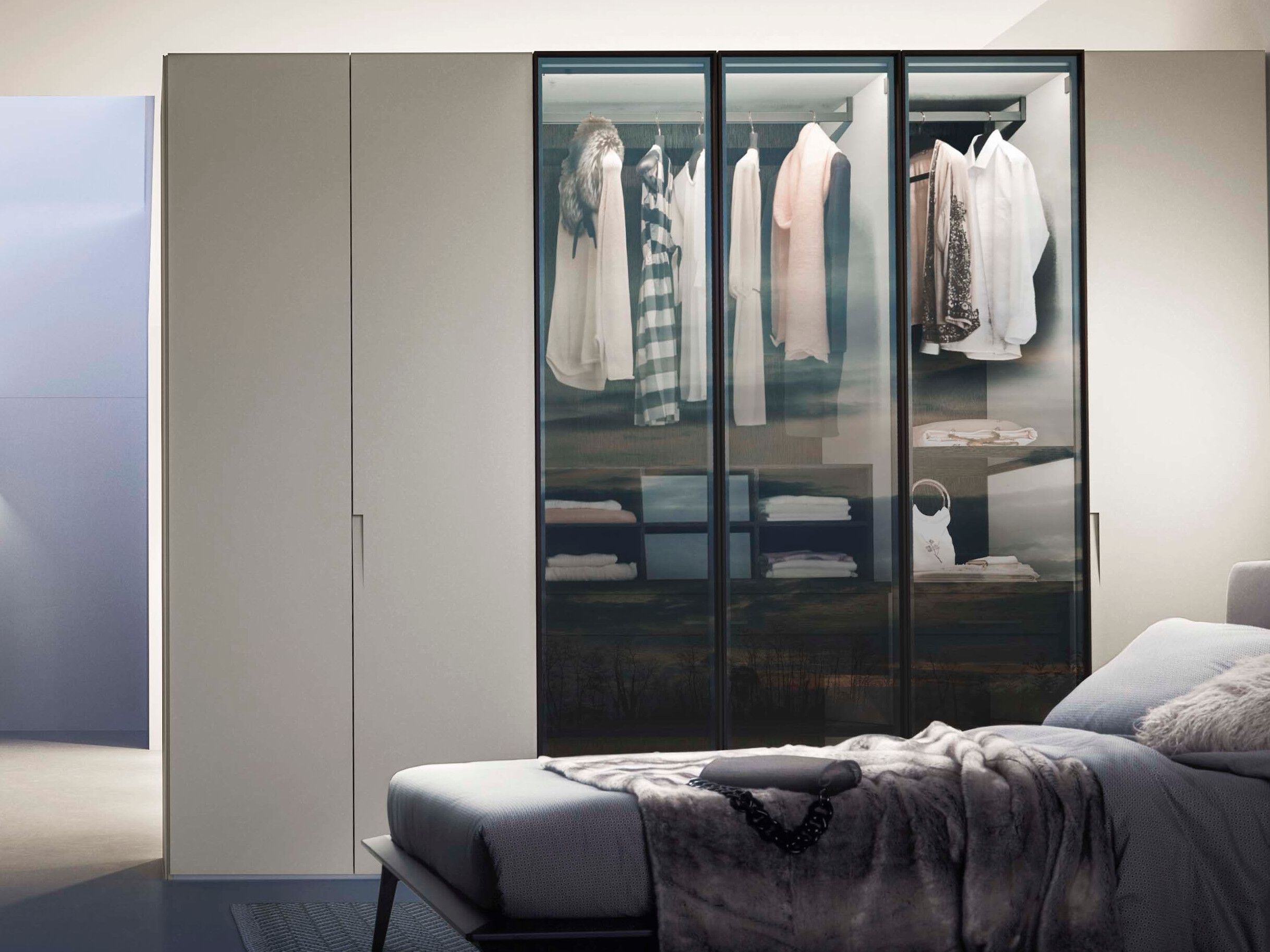 Секционный шкаф из дерева и стекла Alf DaFrè смеситель ARCH-00089324