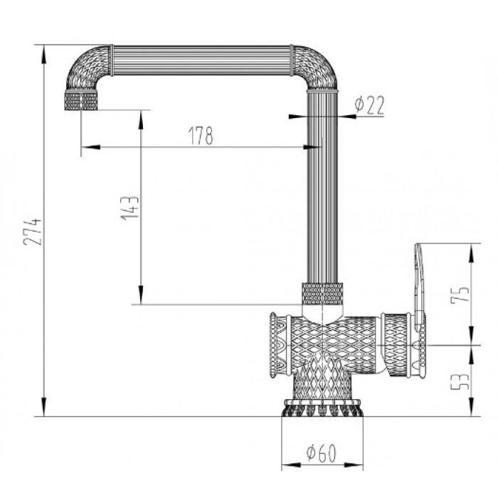 Zorg A 418K-SL серебро Смеситель для кухни Zorg 274 х 178 мм  - Вид №2