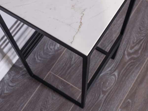 Приставной столик черный с мраморным топом 31 см FOR MISS  264006 Серый;черный  - Вид №4