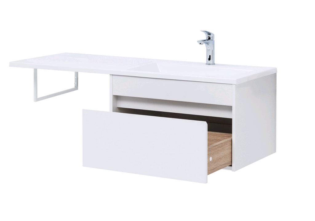 Тумба с раковиной Aquanet Токио 130 R белый (подвесная, 1 ящик) 0023691700235502 - Вид №12
