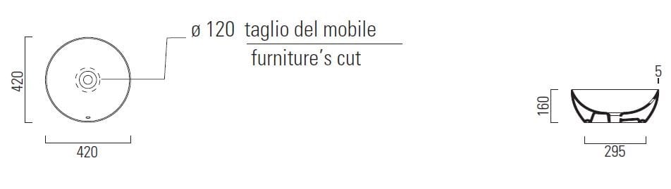 Круглая столешница с переливом GSI ceramica Pura ARCH-00144538 - Вид №1