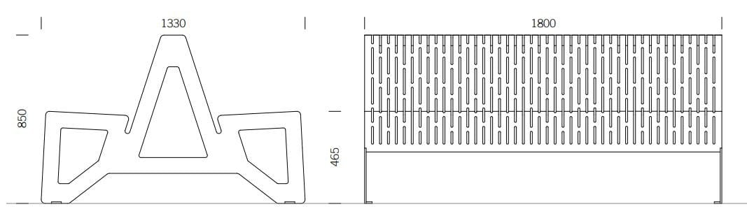 Двойная скамья из нержавеющей стали BENKERT BANKE Chalidor ARCH-00136603 - Вид №1