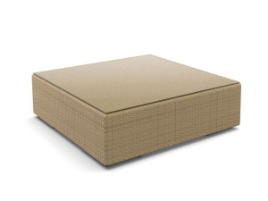 Квадратный журнальный столик из синтетического волокна со стеклянной столешницей