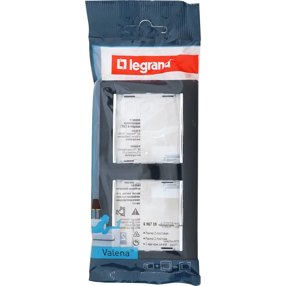 Рамка для розеток и выключателей Legrand Valena 2 поста, цвет ноктюрн/серебряный штрих 13362959 STLM-2134717 - Вид №2