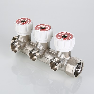 VTc.570.N.0503 Коллектор c регулирующими вентилями Valtec 3/4", 3 x 1/2"  - Вид №1