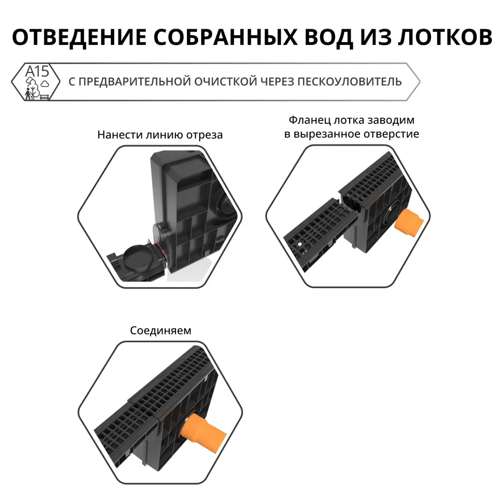 Лоток водосточный Gidrolica Standart 1000x145x63 мм цвет черный STLM-2177771 - Вид №10