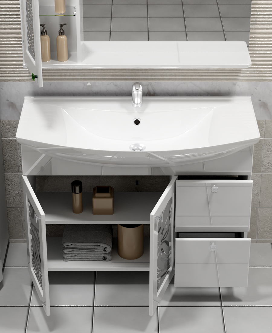 Тумба с раковиной Provans 1000 (Стиль)1060⨉490⨉840 мм белый Santreyd sun-id-664550 - Вид №2