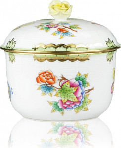 76408 Herend Емкость для меда 160мл "Виктория" (с розой) Фарфор