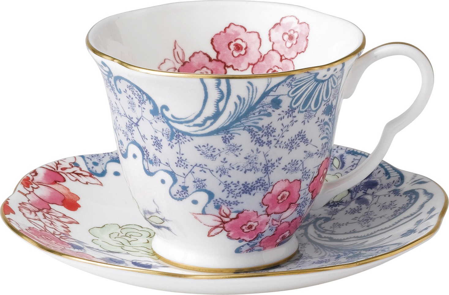 10671522 Wedgwood Чашка чайная с блюдцем Wedgwood Бабочки и цветы 180мл Фарфор костяной 