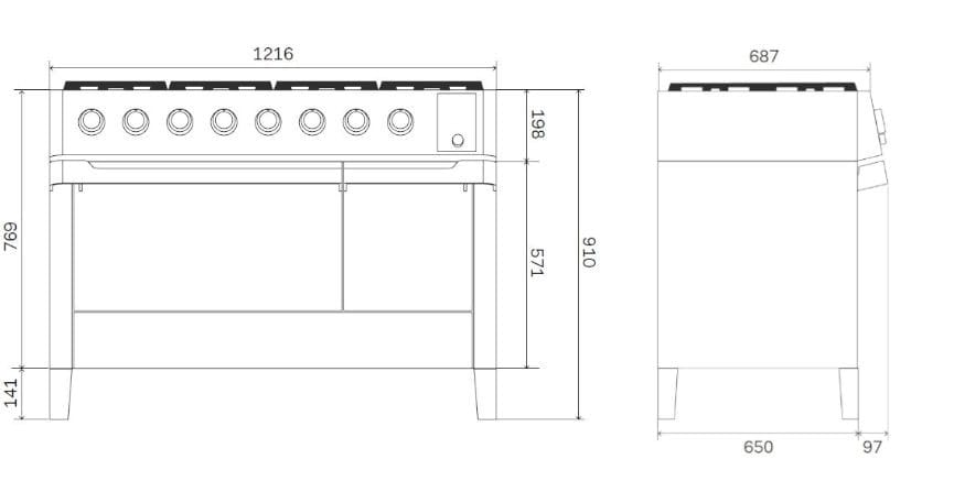 Отдельно стоящая кухня из нержавеющей стали Ilve Panoramagic ARCH-00035459 - Вид №7