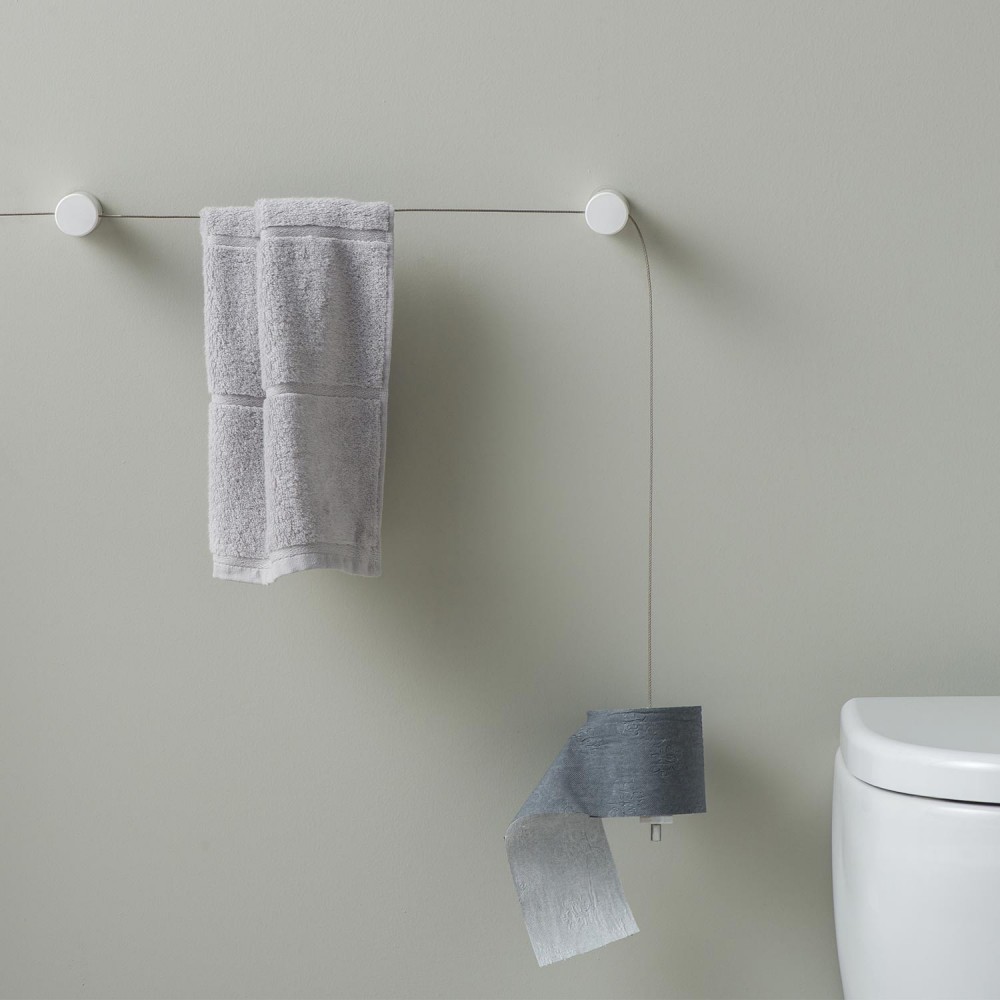 EVDTPK32EVER Life Design Настенный держатель для полотенец с держателями для рулонов туалетной бумаги - Dot  Непрозрачный белый  - Вид №1