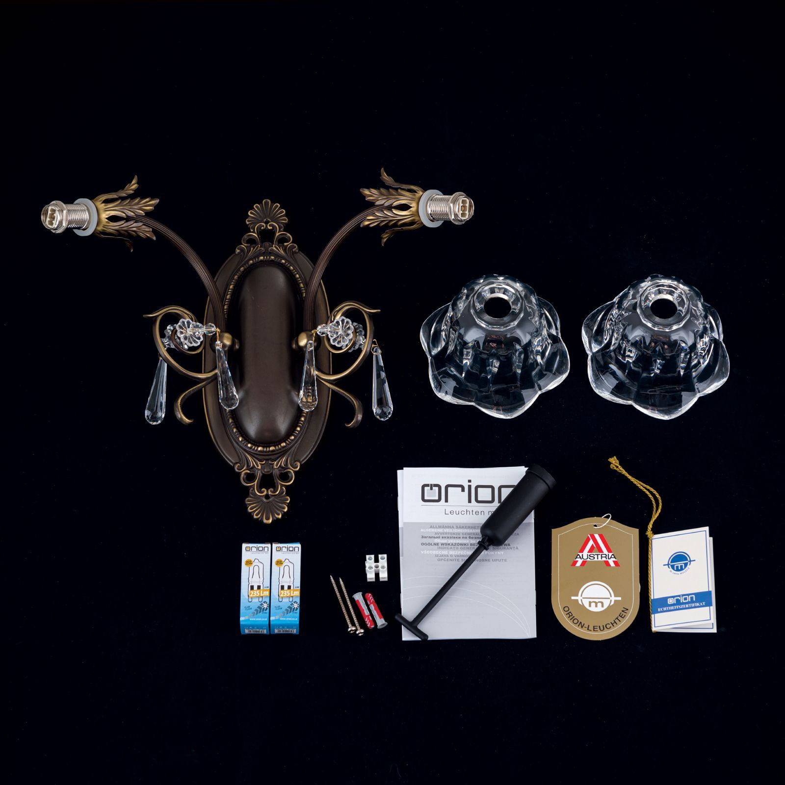 Кристалл и латунь настенный светильник Orion La Boheme ARCH-00031860 - Вид №6