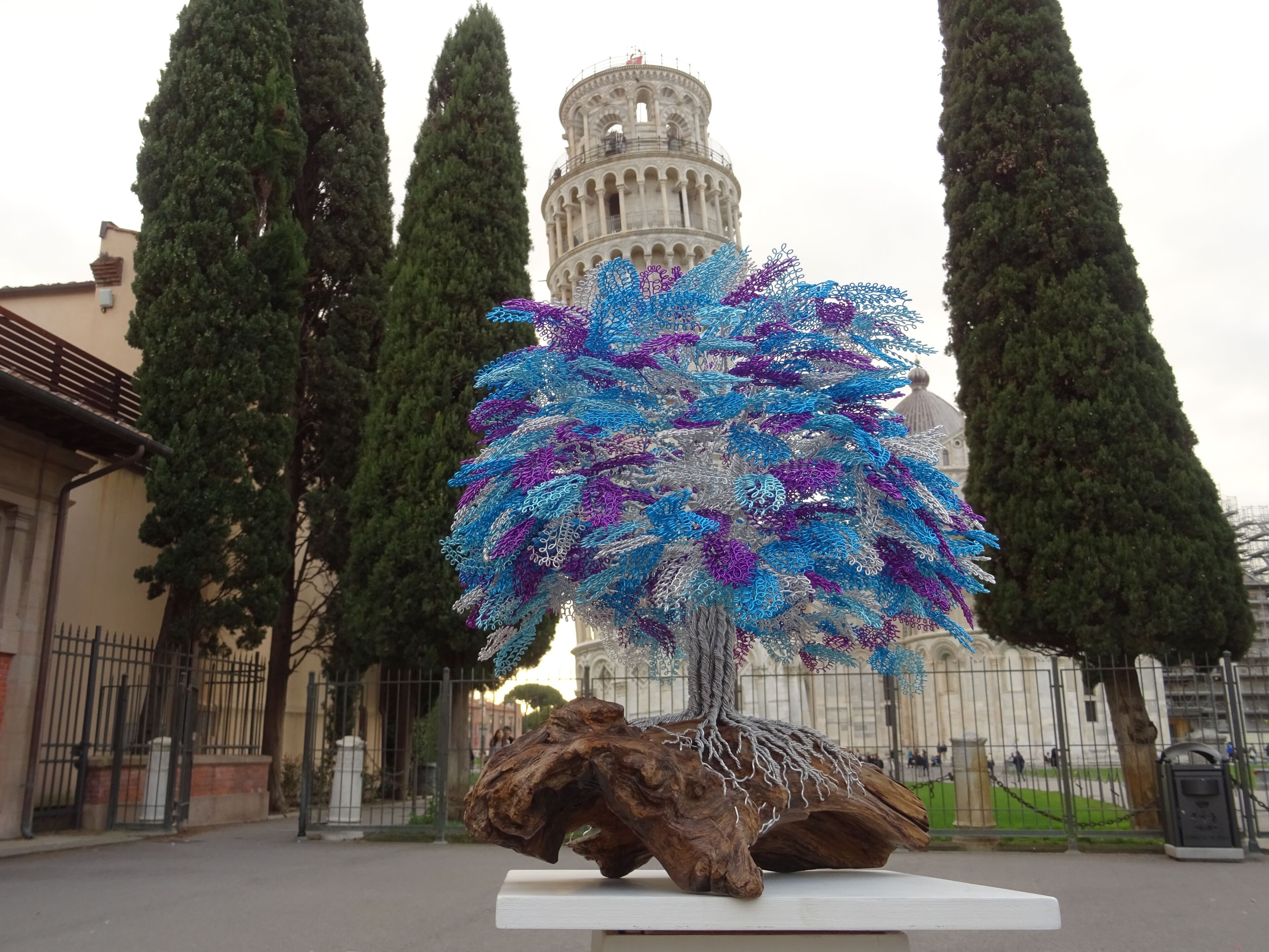 Скульптура из алюминия и оливкового дерева Mosche Bianche Zen Bonsai ARCH-00098696 - Вид №5