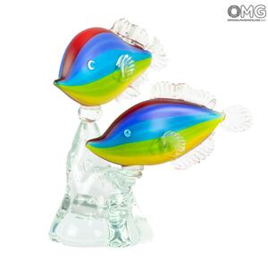 3396 ORIGINALMURANOGLASS Скульптура Красочные Рыбки - муранское стекло OMG 34 см
