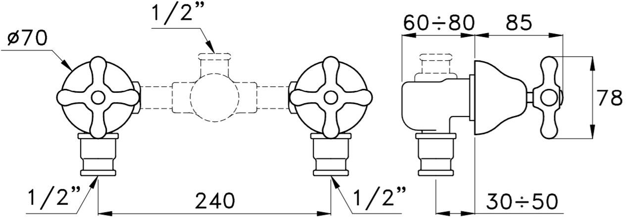 RUBINETTERIE STELLA Смеситель для душа на 2 отверстия Roma sun-id-1389156 - Вид №1