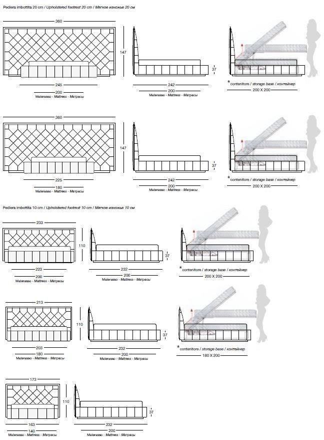 Longhi Двуспальная кровать из кожи с тафтинговым изголовьем Loveluxe W 810 - Вид №4