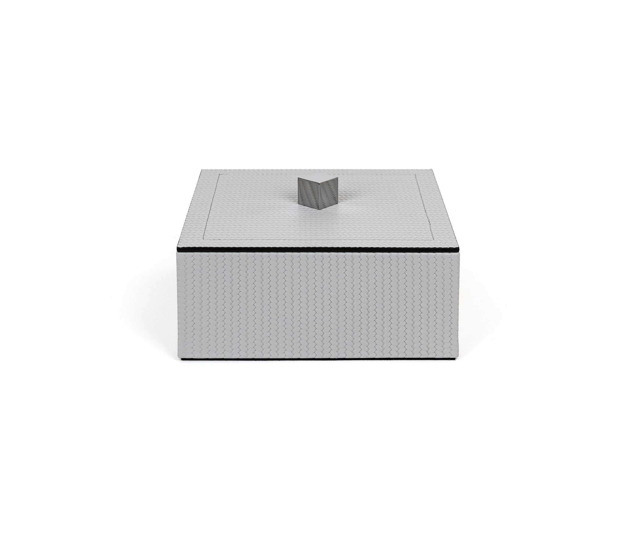 Kate Box - 17,5X17,5XH8 см / металл-хром/зернистая кожа_черный Pinetti 00.1700.029.001 - Вид №1